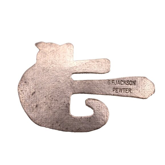 G.F Jackson Signed Cat Bookmark Place Holder Pewter Silver Vintage Animal Signed - Picture 4 of 8